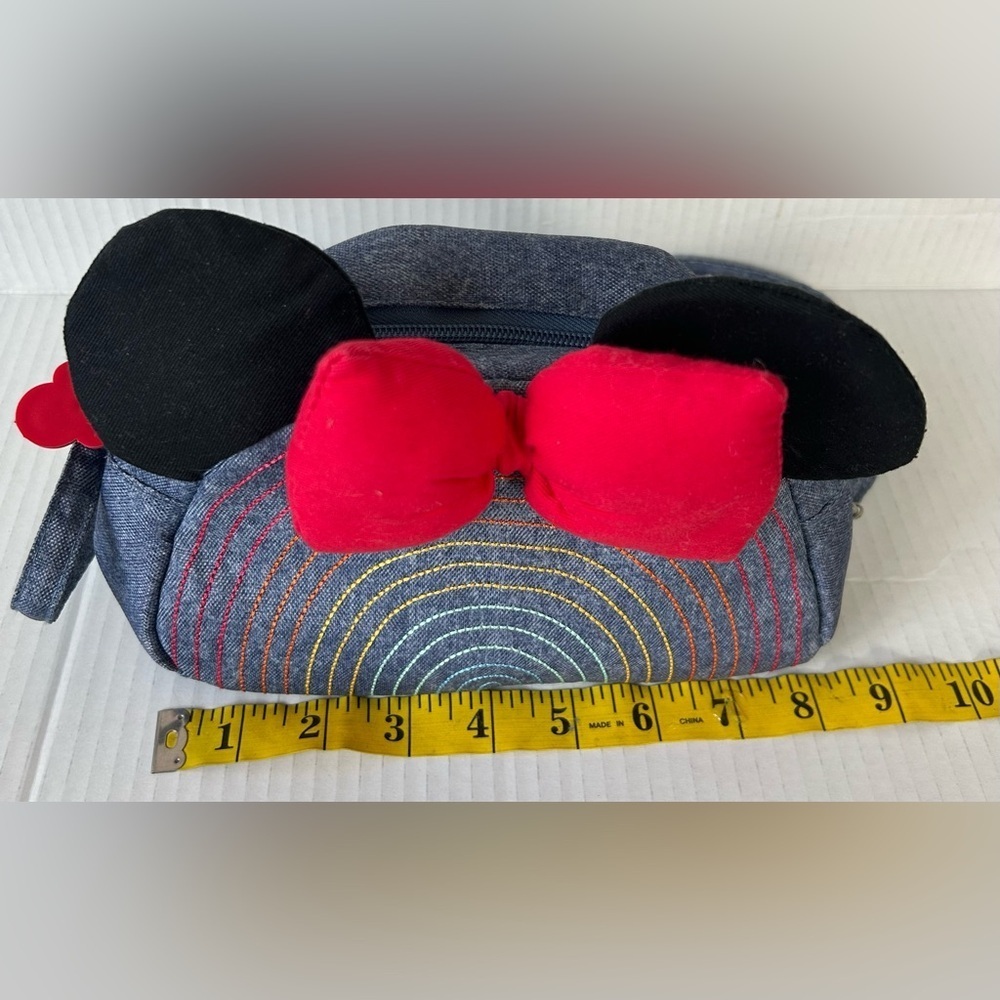 DISNEY MINNIE MOUSE DENIM CROSSBODY RAINBOW, 3D BOW/EARS, ADJUSTABLE STRAP - Picture 3 of 7